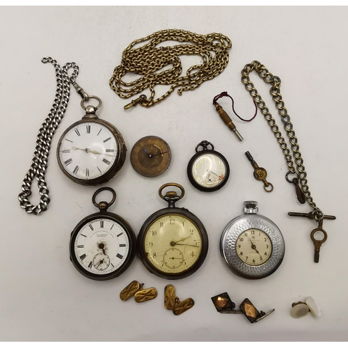 427 - A collection of pocket watches, including a silver open face pocket watch, the cream enamel dial sig... 