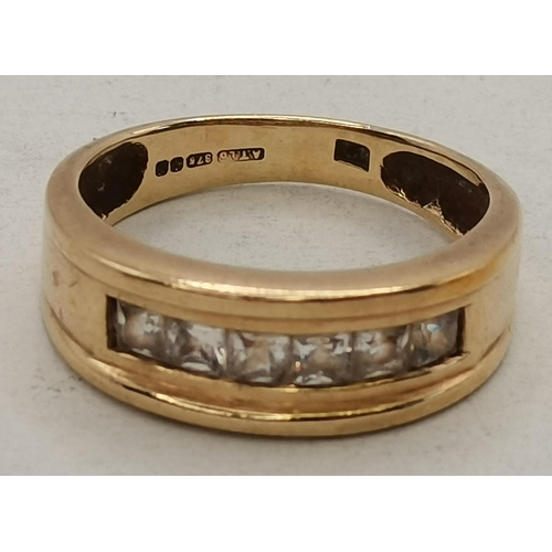 431 - A 9 carat gold wedding band, hallmarked, ring size L; and a 9 carat gold and white-stone ring, hallm... 