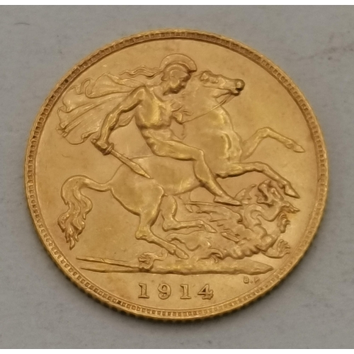 441A - A George V half sovereign, 1914, London mint. 4g