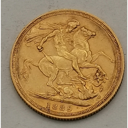 443 - A Victoria sovereign, 1889, Sydney mint. 8g