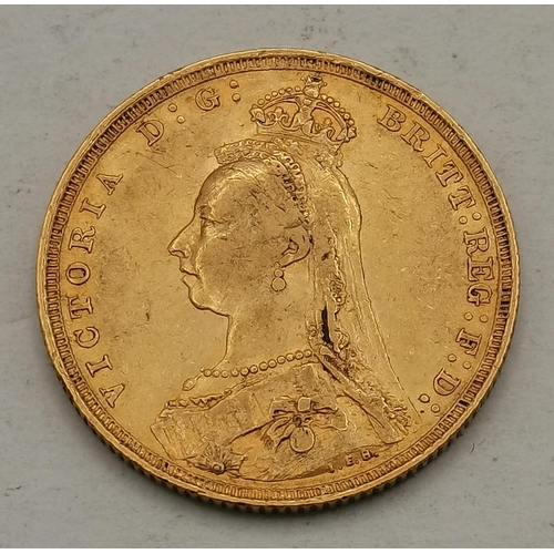 443 - A Victoria sovereign, 1889, Sydney mint. 8g