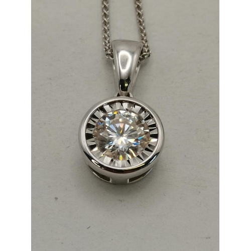 450P - An 18 carat white gold solitaire pendant necklace, 1.25ct, pendant stamped '18K' to bail, chain stam... 