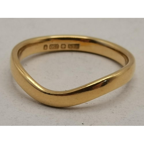 453 - 18ct Yellow Gold Weddings band in slight fishbone style Hallmarked B&N stamped 750 size L plus 18ct ... 