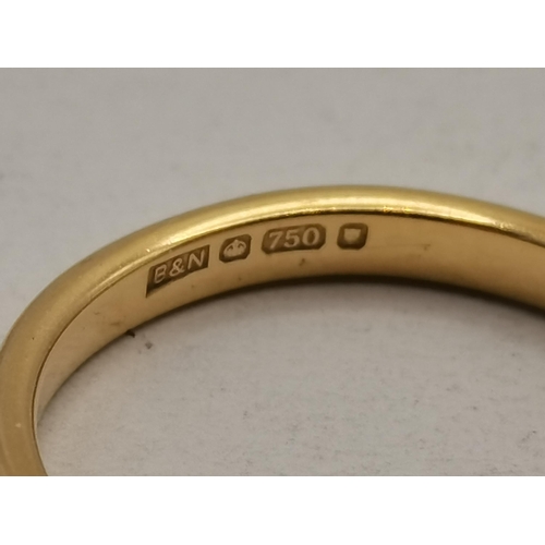 453 - 18ct Yellow Gold Weddings band in slight fishbone style Hallmarked B&N stamped 750 size L plus 18ct ... 