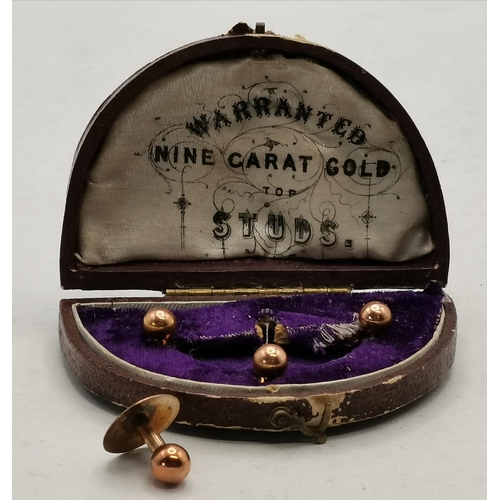 456 - A group of assorted 9 carat gold jewellery comprising a set of four dress studs, cased; a fob medall... 