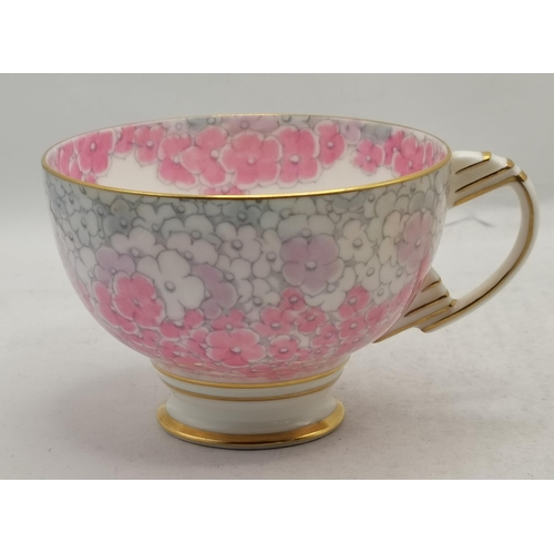 260 - An Art Deco Royal Paragon part tea service, 'Replica of Service made for H.M. The Queen', pink hydra... 