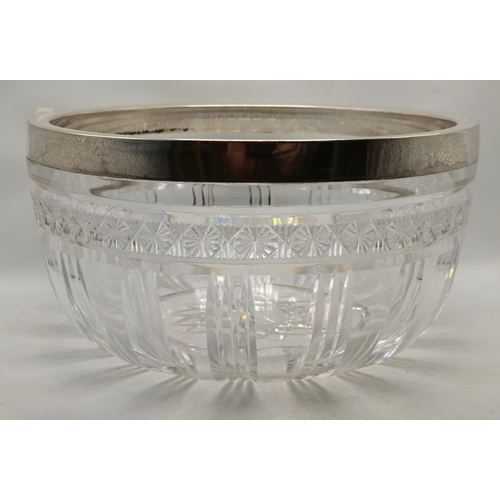 262 - A Mappin & Webb Prince's silver plate-mounted cut glass bowl, early 20th Century; together with a se... 