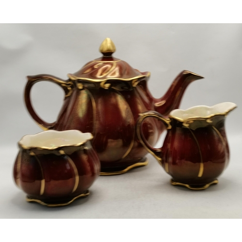 266 - Royal Winton Rouge Milk Jug, Sugar Bowl and Tea Pot