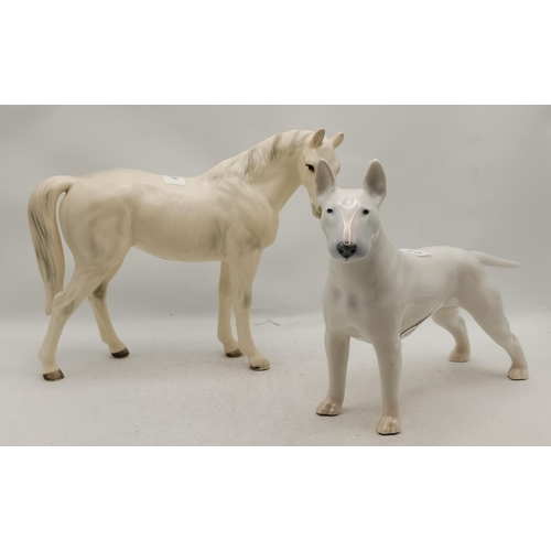 271 - Royal Copenhagen Bull Terrier & A Satin Finish Goebel Horse A/F