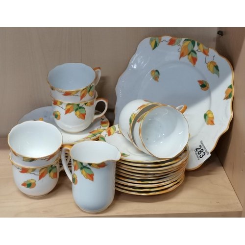 283 - Part Foley E Brain Art Deco Tea set - No 903 - x6 Cups, x10 Saucers, x11 side plates, Milk Jug and S... 