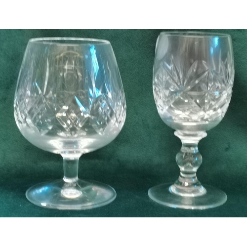 290 - Assorted cut-glass crystal drinking glasses, comprising a set of six small wine glasses by Webb Cont... 