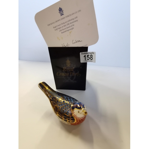 158 - Royal Crown Derby Paperweight - Blue Bird Geoff Taylor 25th Anniversary edition with the pre-launch ... 