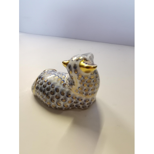 160 - Royal Crown Derby Paperweight - Sheep with Gold stopper and original box