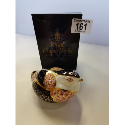 161 - Royal Crown Derby Paperweight - Quail with Gold stopper and original box