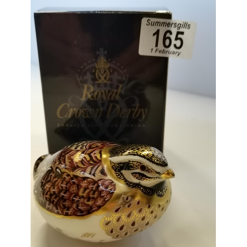 165 - Royal Crown Derby Paperweight - Dappled Quail 6.5cm high and was only on general sale for eighteen m... 