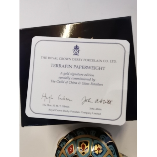 166 - Royal Crown Derby Paperweight - Terrapin Gold Signature Edition - Modelled by John Ablitt and Decora... 