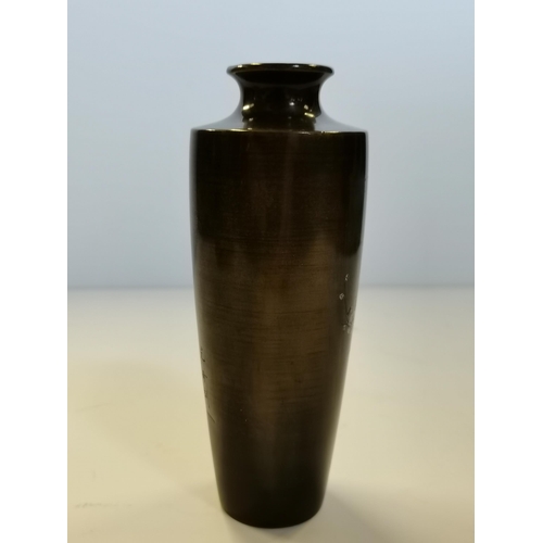 177 - Japanese mixed metal inlaid bronze vase 15cm Ht