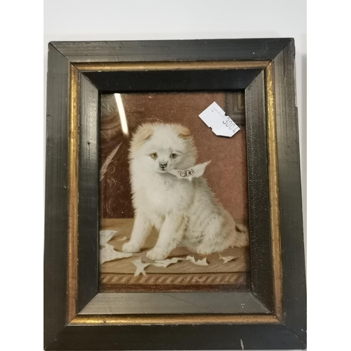 180 - Pair of framed antique miniatures of two dogs 17cm x 14cm (incl frames)