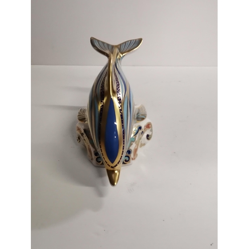 188a - Royal Crown Derby Paperweight - Striped Dolphin Royal Limited edition of 1500.  This is number 1168.... 