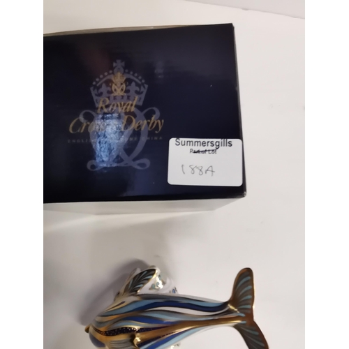 188a - Royal Crown Derby Paperweight - Striped Dolphin Royal Limited edition of 1500.  This is number 1168.... 