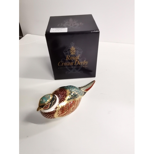 189a - Royal Crown Derby Paperweight - Woodland Pheasant with Gold Stopper and original box