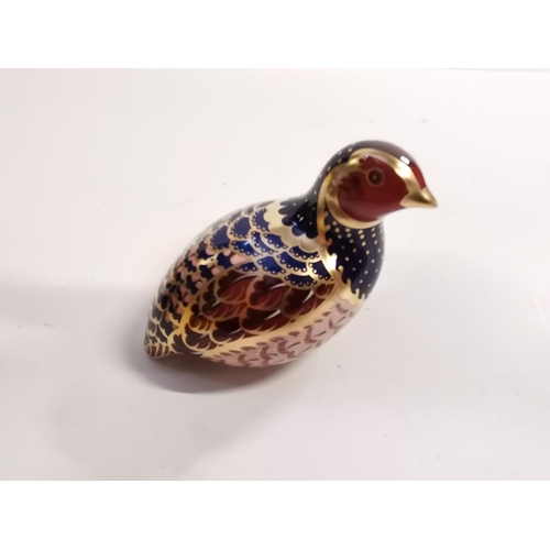 189c - Royal Crown Derby Paperweight - Partridge Limited edition with certificate number 989 of 4,500. With... 