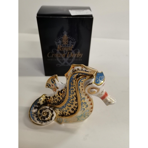 190a - Royal Crown Derby Paperweight - Coral Seahorse Limited Edition Availability to June 2004 Only With G... 