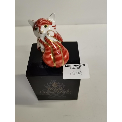 190d - Royal Crown Derby Paperweight - Playful Ginger Kitten Limited Edition H6.5cms TALL. DESIGNED BY ROBE... 