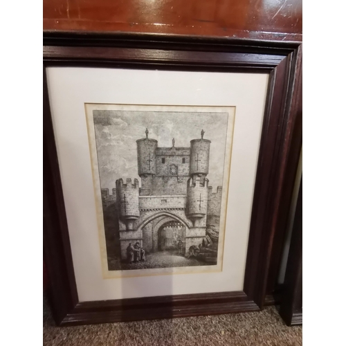 70 - Six framed reproduction etchings of York, including Laythorp Postern, Micklegate Bar, etc. (6)