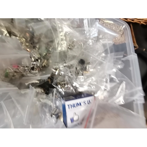 506 - Large box of costume jewellery, cufflinks, key rings etc