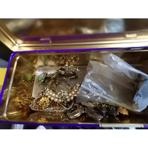 515 - A box of Costume Jewellery including necklaces, brooches etc