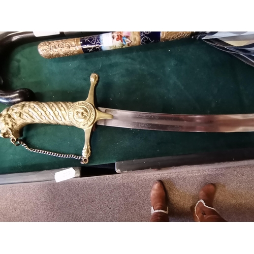 520 - A Georgian Regimental Bandsman's Sword, Royal Scots Fusiliers, with curved blade and brass scabbard,... 