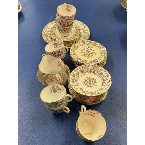 769 - A part service of Spode 'Summer Blossom' teawares, comprising teacups (one a/f) and saucers, cake pl... 