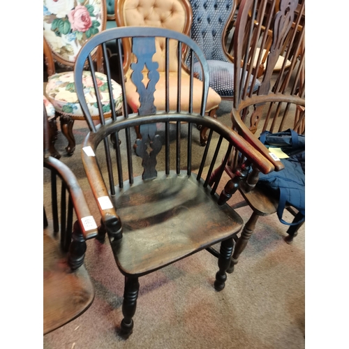 664 - A Windsor low back chair in elm