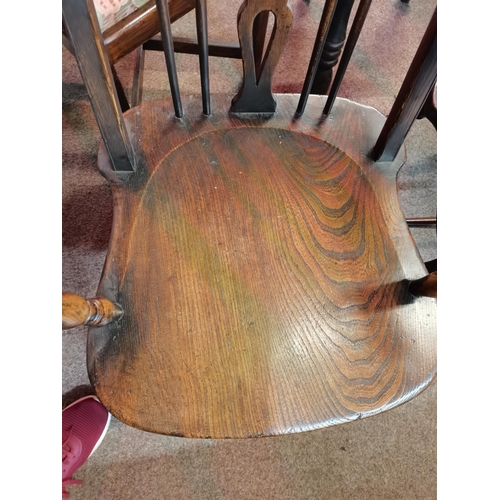 670 - 5 x elm Windsor dining chairs