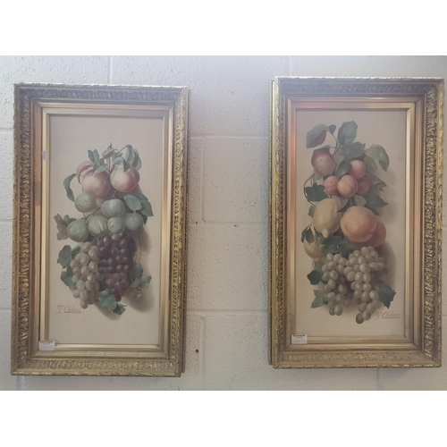 706A - After Tito Chelazzi (Italian, 1834-1892), A pair of still life print panels, each depicting fruit, f... 