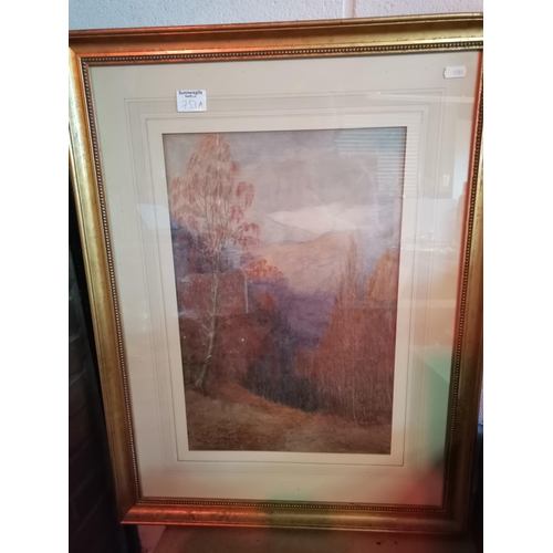 753a - Watercolour of Autumn landscape by Florence Freeman Wiilmott - Birmingham and later Stratford upon A... 