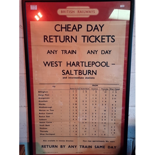 761A - A British Railways 'West Hartlepool - Saltburn Cheap Day Return Tickets' original poster, 1950s, by ... 