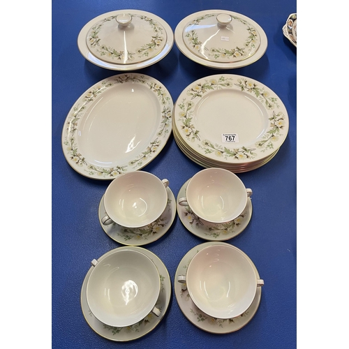 767 - A quantity of Royal Doulton 'Clairmont' tablewares, comprising dinner plates, a platter, two tureens... 