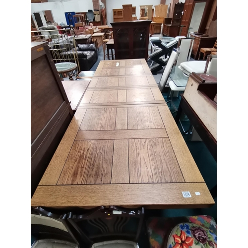 1076 - Solid Oak extending refrectory dining table 260cm x 90cm (when extended)