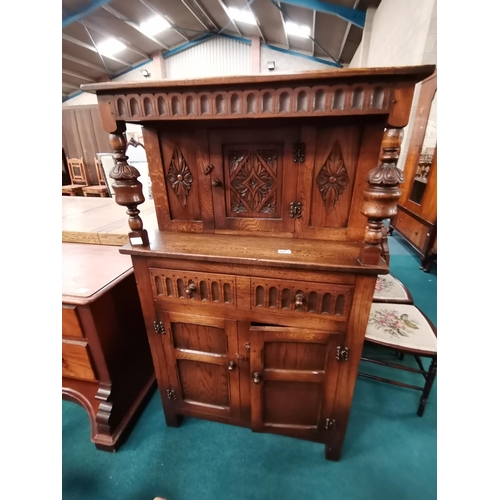 1077 - Victorian Carved Oak Court cupboard