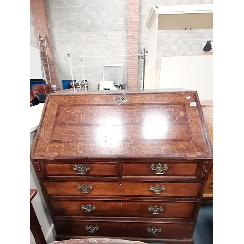 1096 - Antique Oak Bureau cabinet cupboard writing desk W100cm