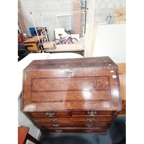 1096 - Antique Oak Bureau cabinet cupboard writing desk W100cm