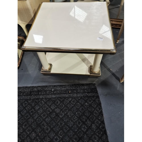 1195a - Cream and Gold Square coffee table