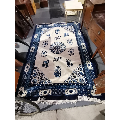 1197 - Large Blue and Cream Chinese rug W183cm x L273cm