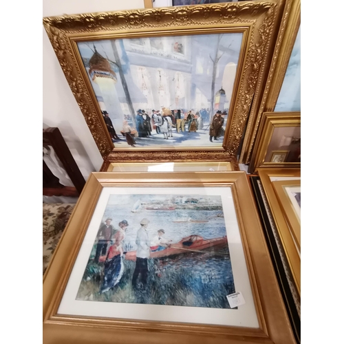 1205 - Large collection of framed pictures & paintings