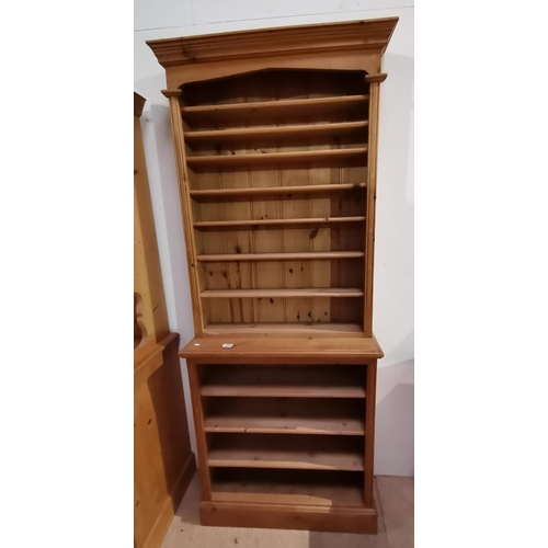 1215 - Pine bookcase W83cm x H210cm (in 2 halves)