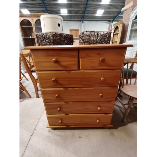 1219q - 5ht Pine chest of drawers (2 over 4) W83cm x H101cm