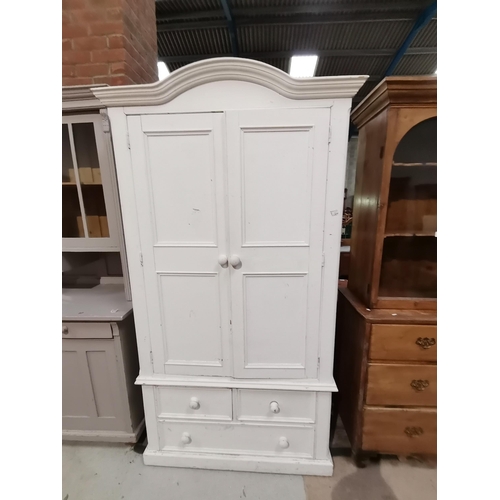 1219t - Painted pine double wardrobe with 2 drawers under W100cm x D60cm x H200cm