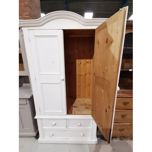 1219t - Painted pine double wardrobe with 2 drawers under W100cm x D60cm x H200cm